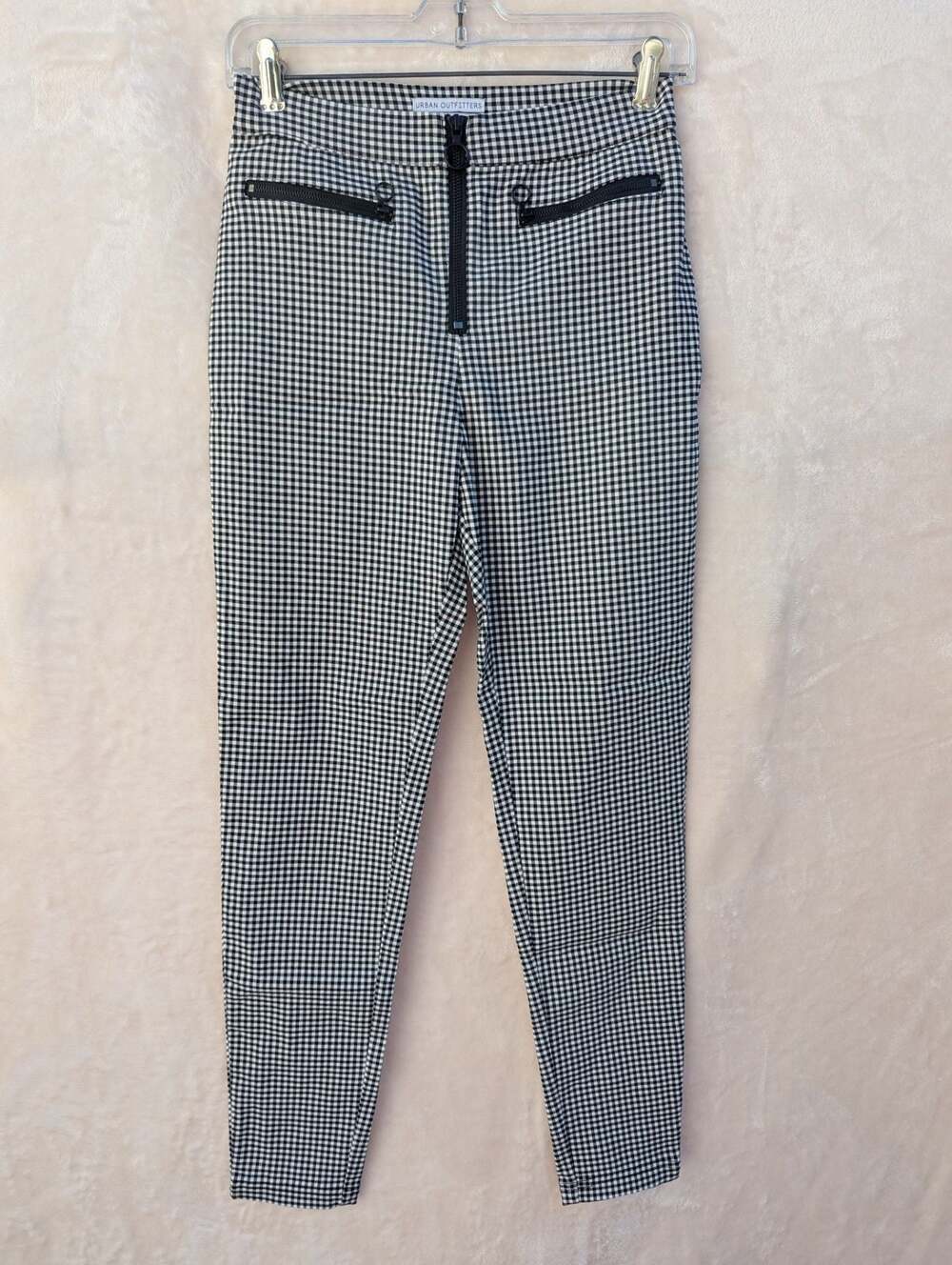 Urban Outfitters Susie High-Waisted Gingham Zip-Front Pants
